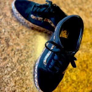 Black Suede Vans, Leopard Print Platforms SZ 9.5 Women